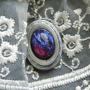 Christmas gift mom daughter Fire Opal Petite Locket Silver Dragons breath photo